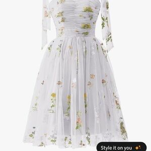 Floral White Midi Dress